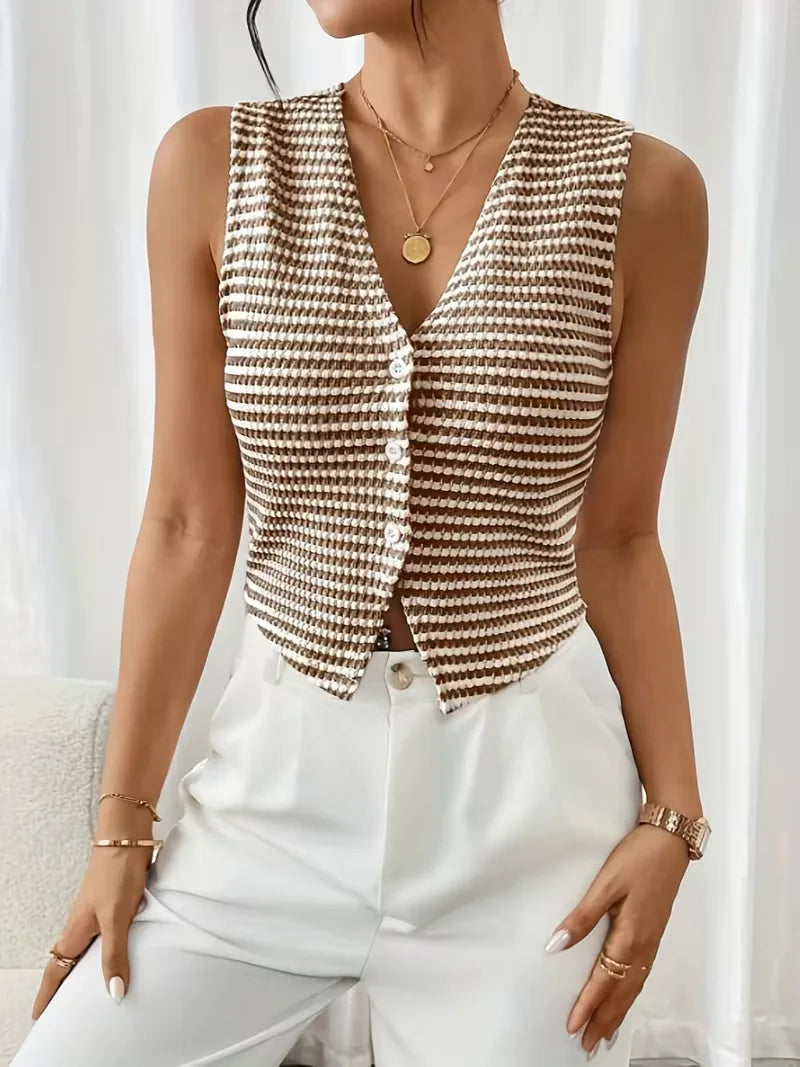 Gilet avec col en V et boutons