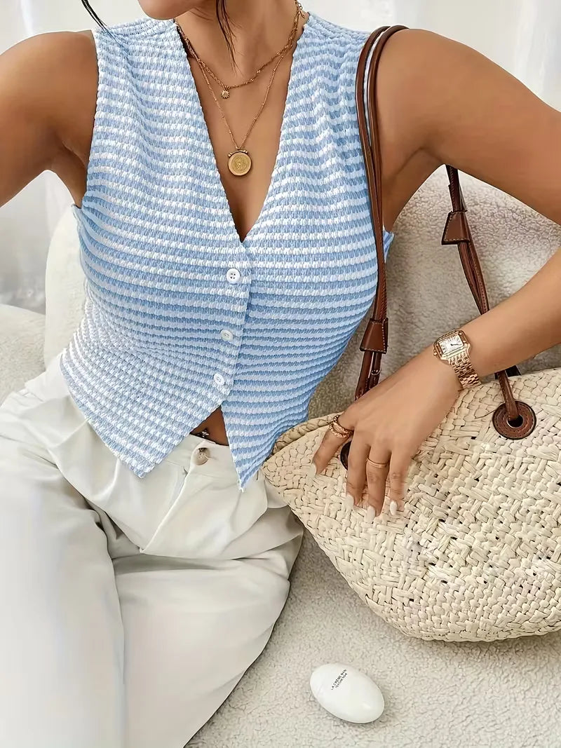 Gilet avec col en V et boutons