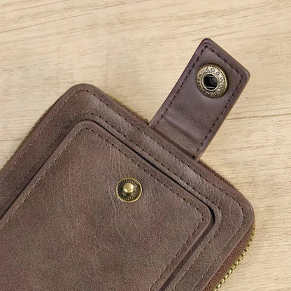Porte-cartes à fermeture éclair et bouton pression