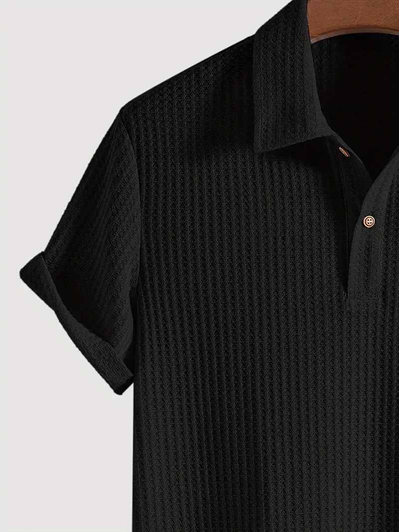 Polo casual da uomo con motivo a coste e comfort traspirante per l'estate