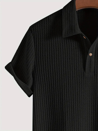 Polo casual da uomo con motivo a coste e comfort traspirante per l'estate