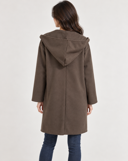Manteau classique en laine pour femme avec col châle et poches passepoilées