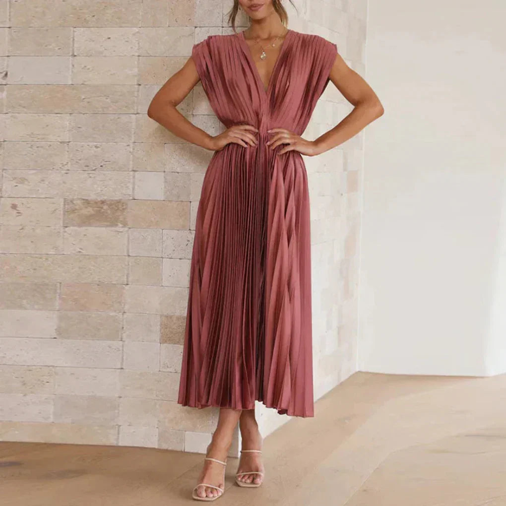 Modern V-neck sleeveless dress for women