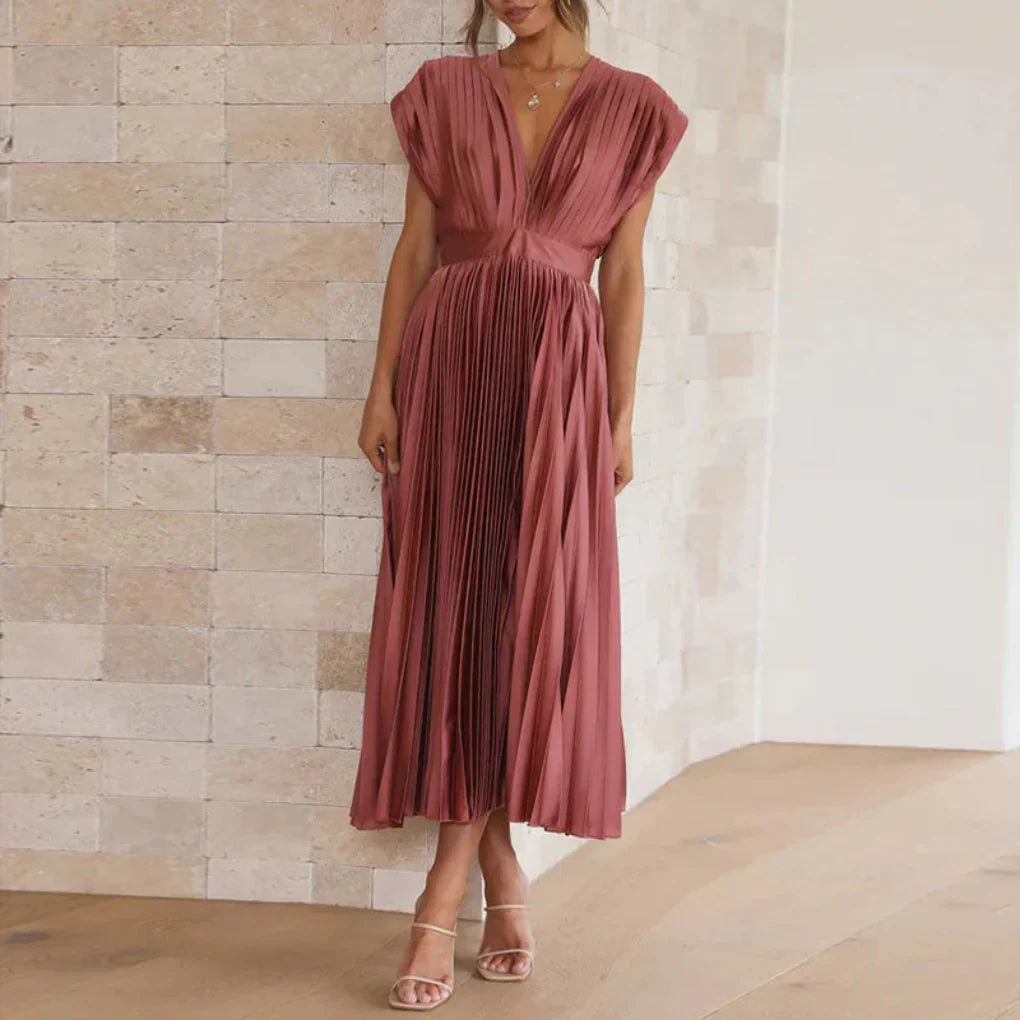 Modern V-neck sleeveless dress for women