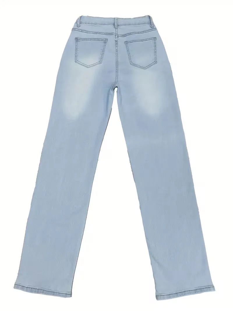 High-Waisted Straight Jeans