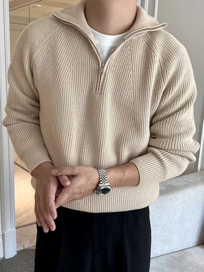 Pull zippé avec texture côtelée