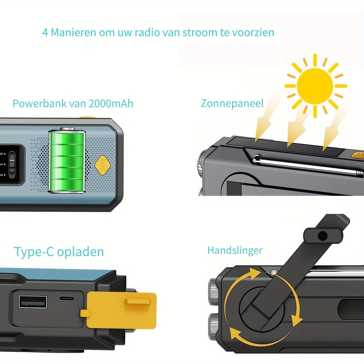 Daykit Portable AM/FM Radio – With Solar Panel and Torch