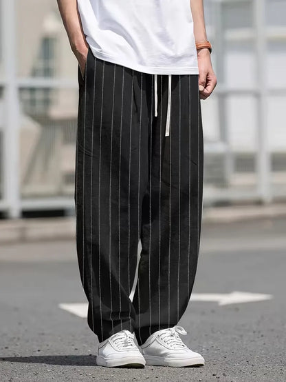 Pantalon large à rayures verticales