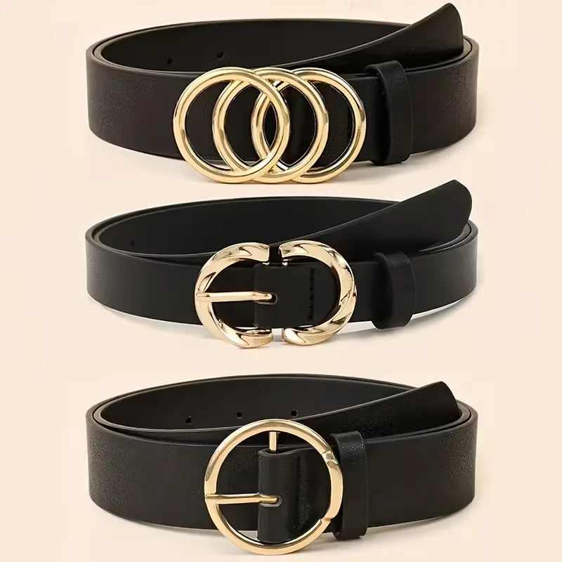Narrow belt with metal buckles