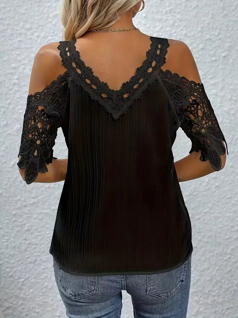 off-shoulder T-shirt with lace