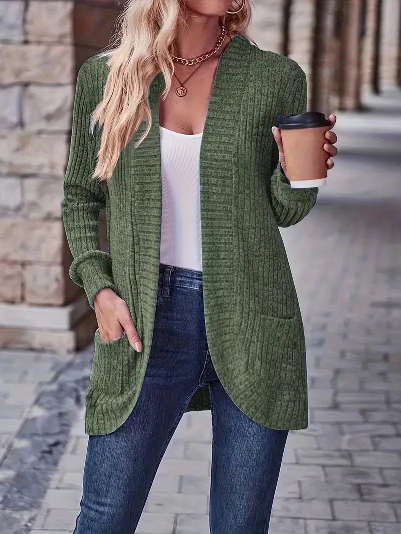 Open vest with ribbed texture