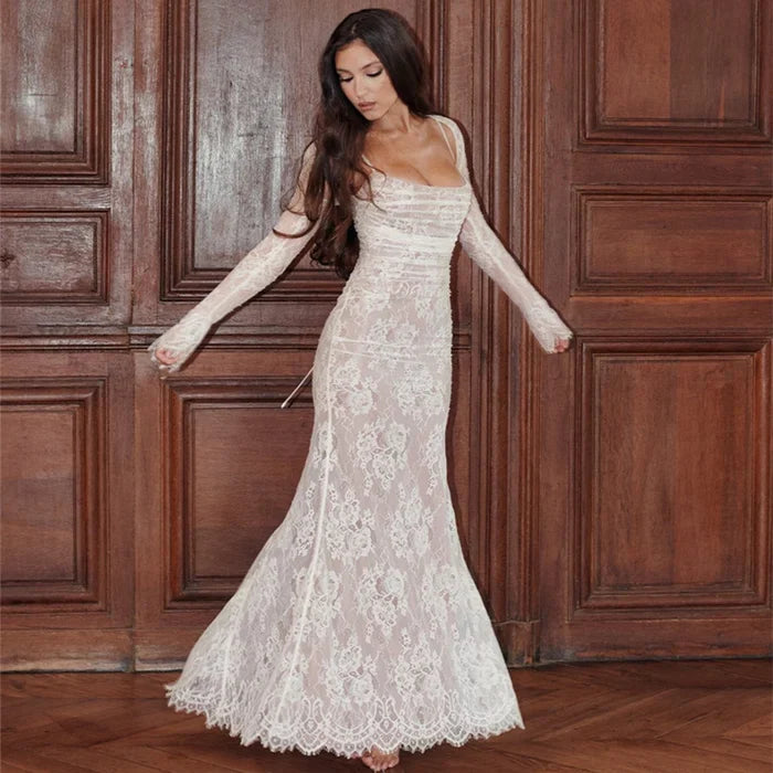 Maxi Dress with Cord and Lace - Ariella
