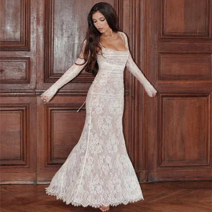 Maxi Dress with Cord and Lace - Ariella