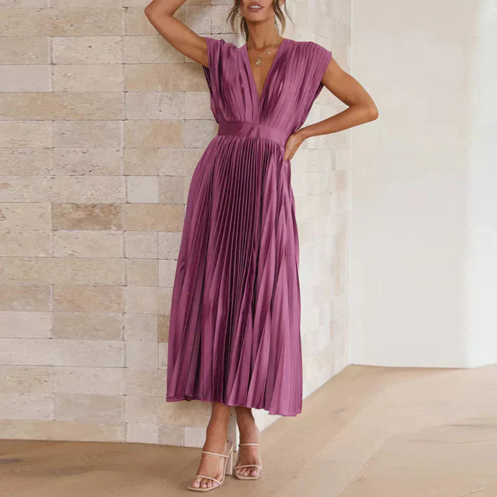 Modern V-neck sleeveless dress for women