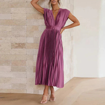 Modern V-neck sleeveless dress for women