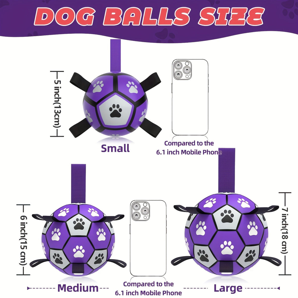 Hundespielball aus Gummi mit Griffen für drinnen und draußen