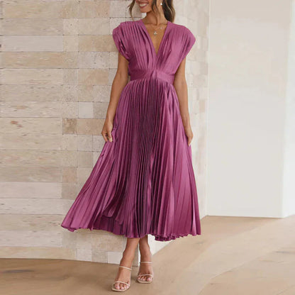 Modern V-neck sleeveless dress for women