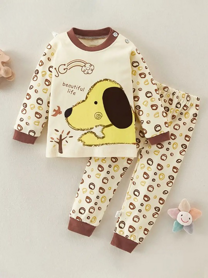2-Piece Set Cartoon Letter Print Sweater with Long Sleeves and Pants - Jano
