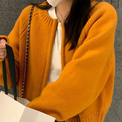 Orange Cardigan for Women with Soft Knit Look