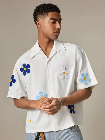 Chemise à manches courtes avec fleurs