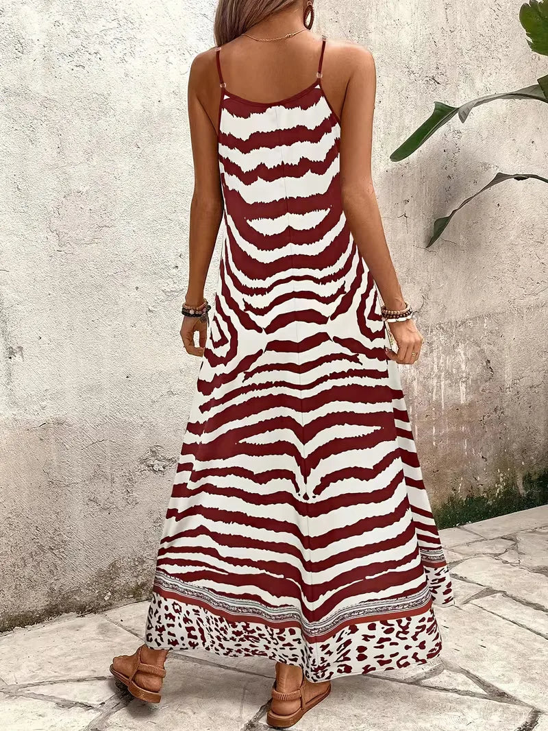 Maxi dress with leopard print