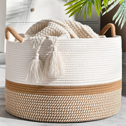 Cesta de almacenamiento de algodón estilo boho - Solución práctica y con estilo