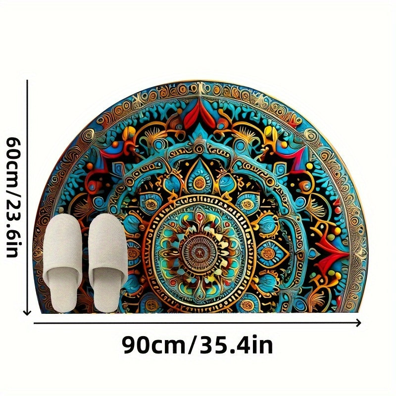 Tappeto mandala semicircolare – Stile bohémien e comfort antiscivolo