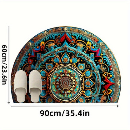 Tappeto mandala semicircolare – Stile bohémien e comfort antiscivolo