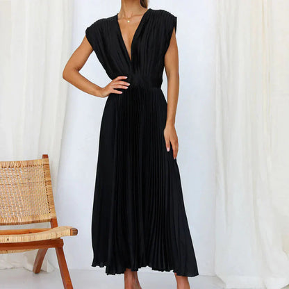Modern V-neck sleeveless dress for women
