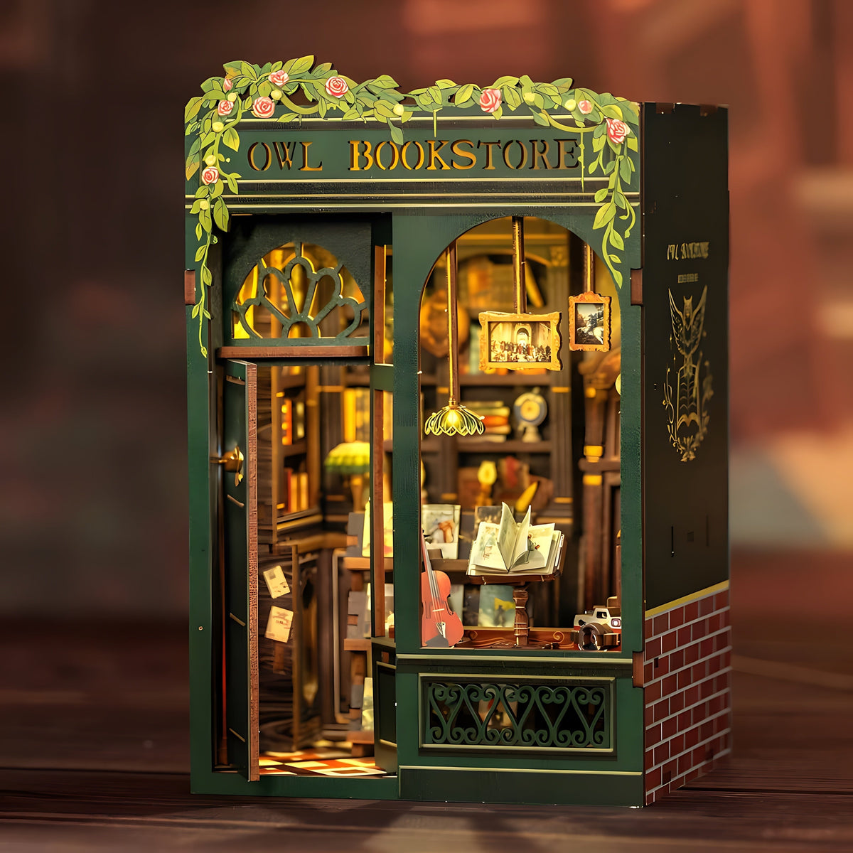 Mini libreria a forma di gufo fai da te – Kit in legno 3D con illuminazione per decorazioni creative