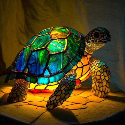 Vibrant Stained Glass Animal Lamps – Artistic Table Decoration