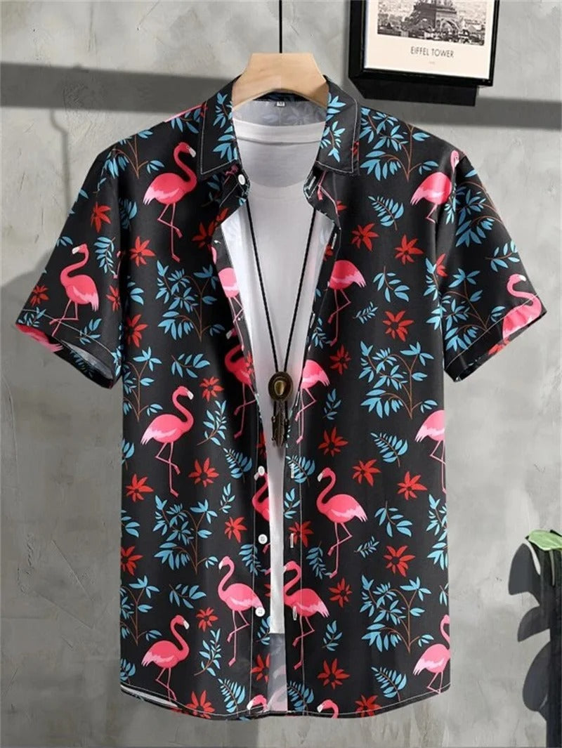 Amich - 3D Flower Printed Hawaiian Shirt