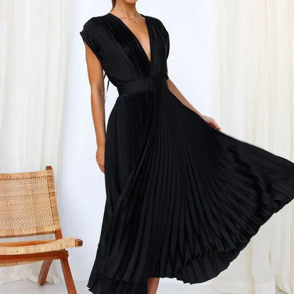 Modern V-neck sleeveless dress for women