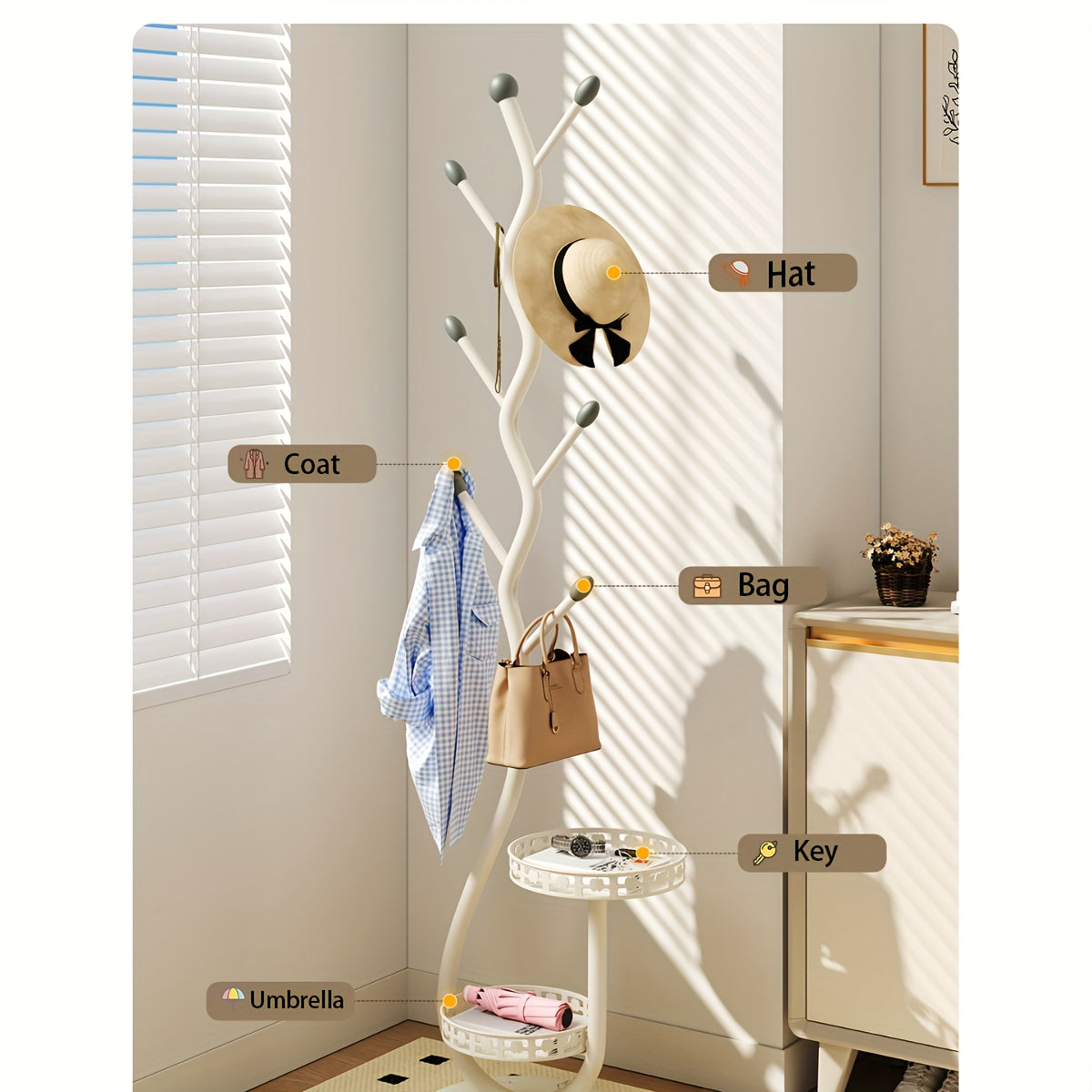 Perchero de pie BranchLine - almacenamiento práctico y elegante