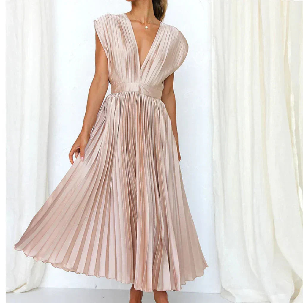 Modern V-neck sleeveless dress for women