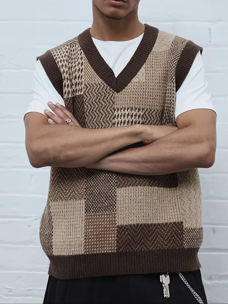 Gilet en tricot avec motif géométrique