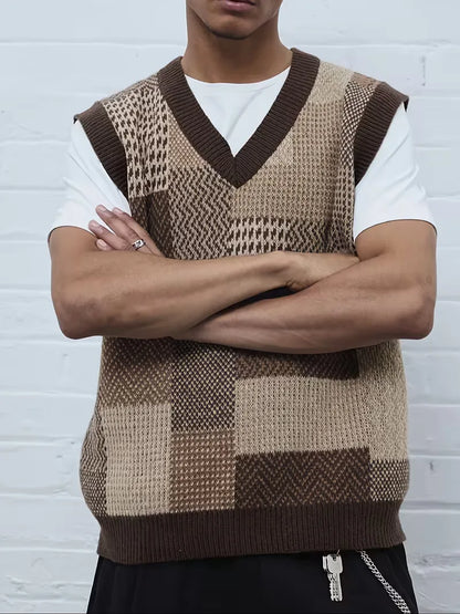 Gilet en tricot avec motif géométrique