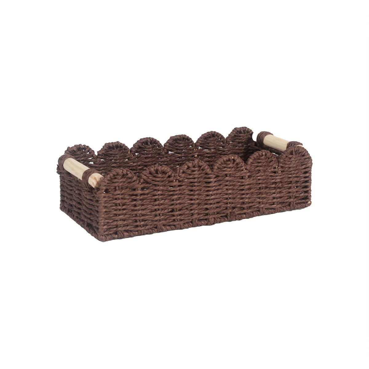Cesta de almacenamiento tejida de estilo bohemio con borde en forma de abanico – Decorativa y práctica para cualquier interior
