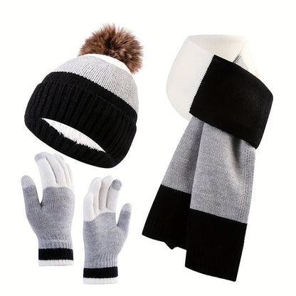 Set invernale alla moda - Berretto, sciarpa e guanti per le giornate fredde