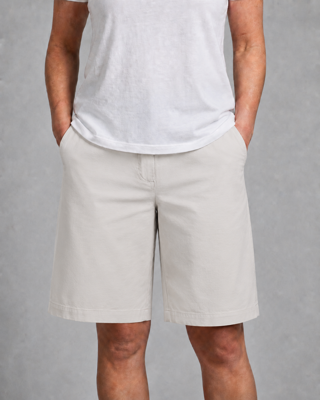 Ladies Casual Shorts with Drawstring and Side Pockets