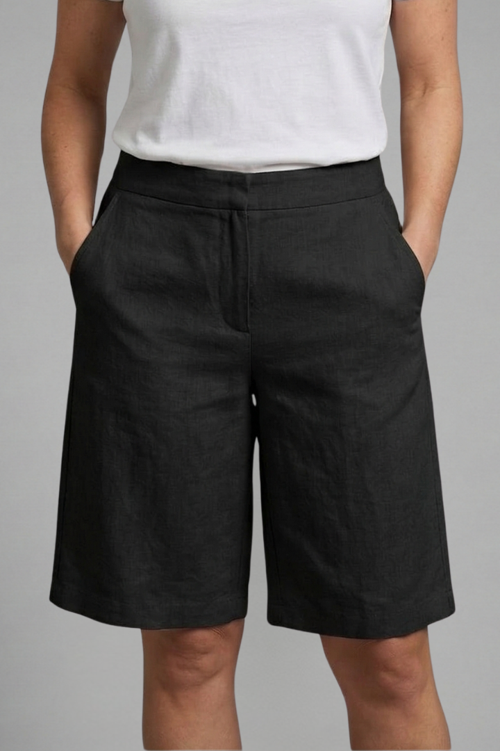Ladies Casual Shorts with Drawstring and Side Pockets