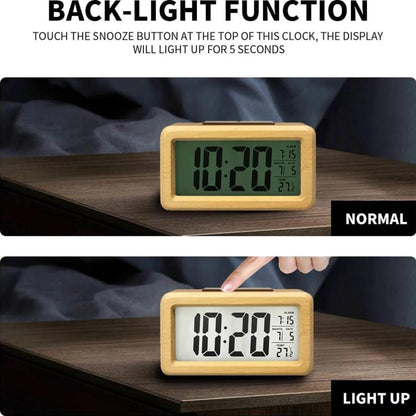 Wooden Digital Alarm Clock – LED Display with Temperature and Date