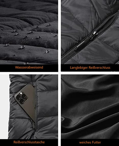 Giacca riscaldata unisex con temperatura regolabile e materiale idrorepellente