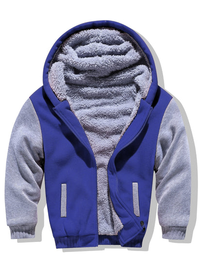 Sherpa-lined children's fleece full zip hooded jacket - Josiah