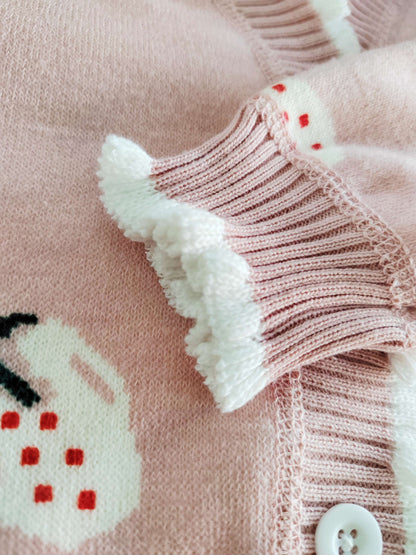 Cárdigan adorable con estampado de fresas para niñas - Estella