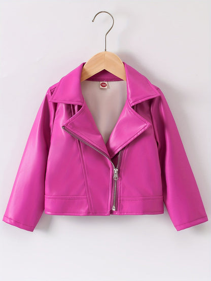 PU Leather Reversed Collar Asymmetrical Zip Jacket for Spring and Autumn - Zaira