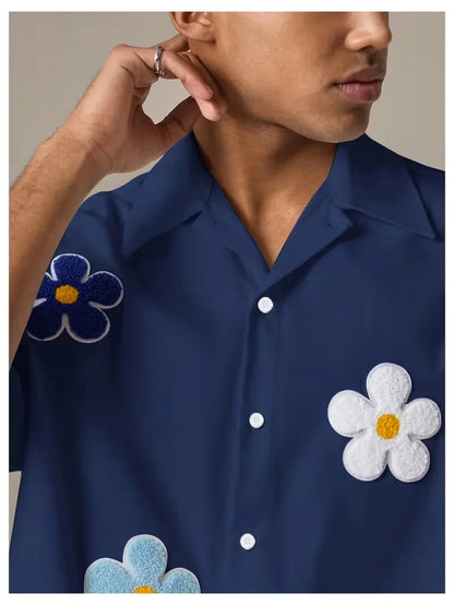 Chemise à manches courtes avec fleurs