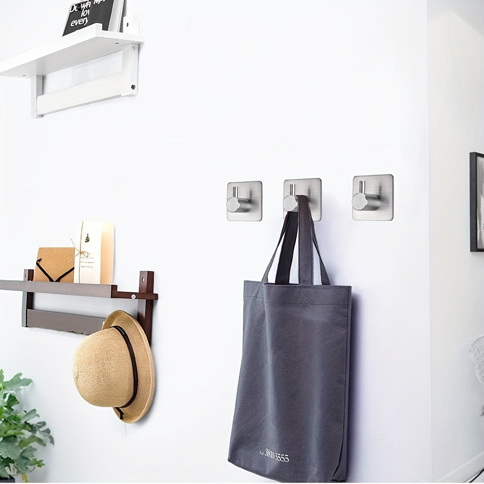 Set di 4 ganci da parete autoadesivi in acciaio inossidabile – Minimalisti, resistenti e impermeabili
