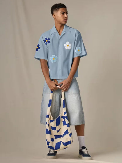 Chemise à manches courtes avec fleurs