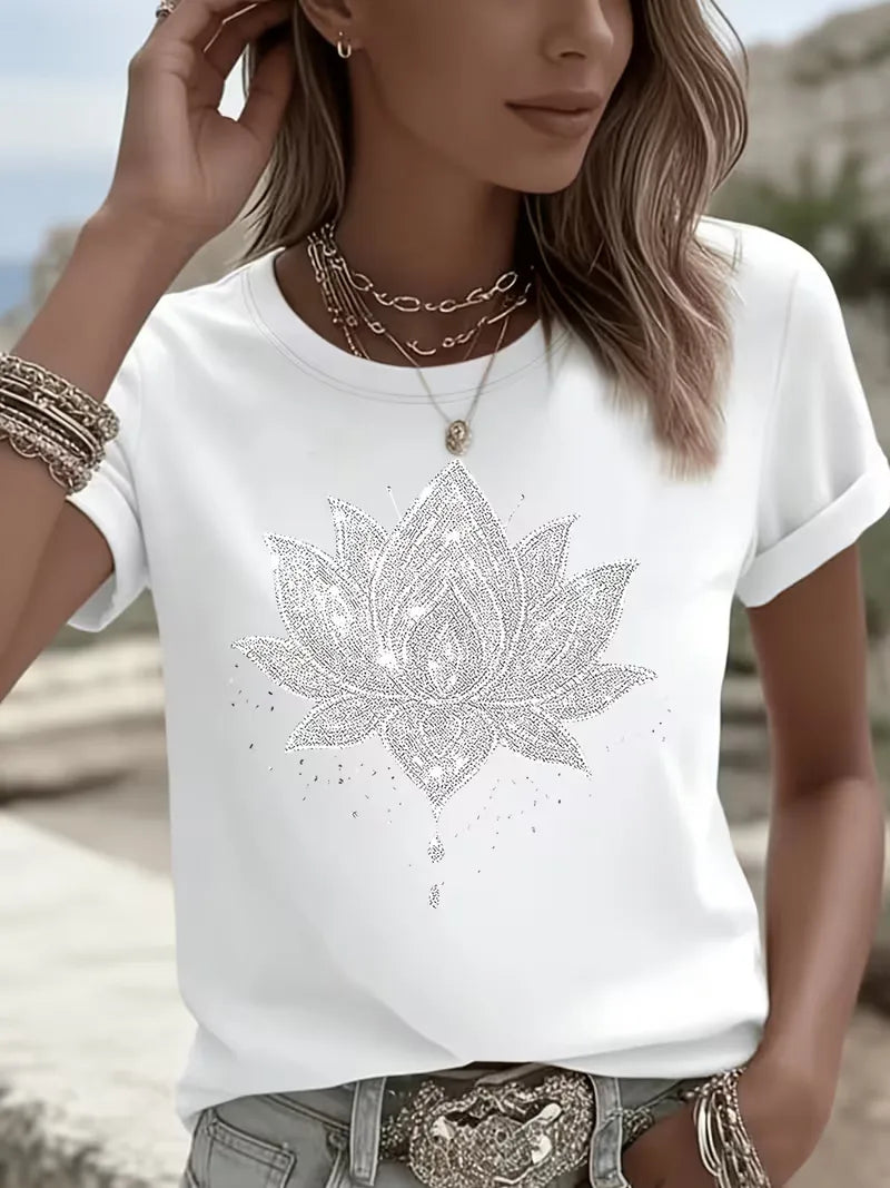 T-shirt avec imprimé fleur de lotus